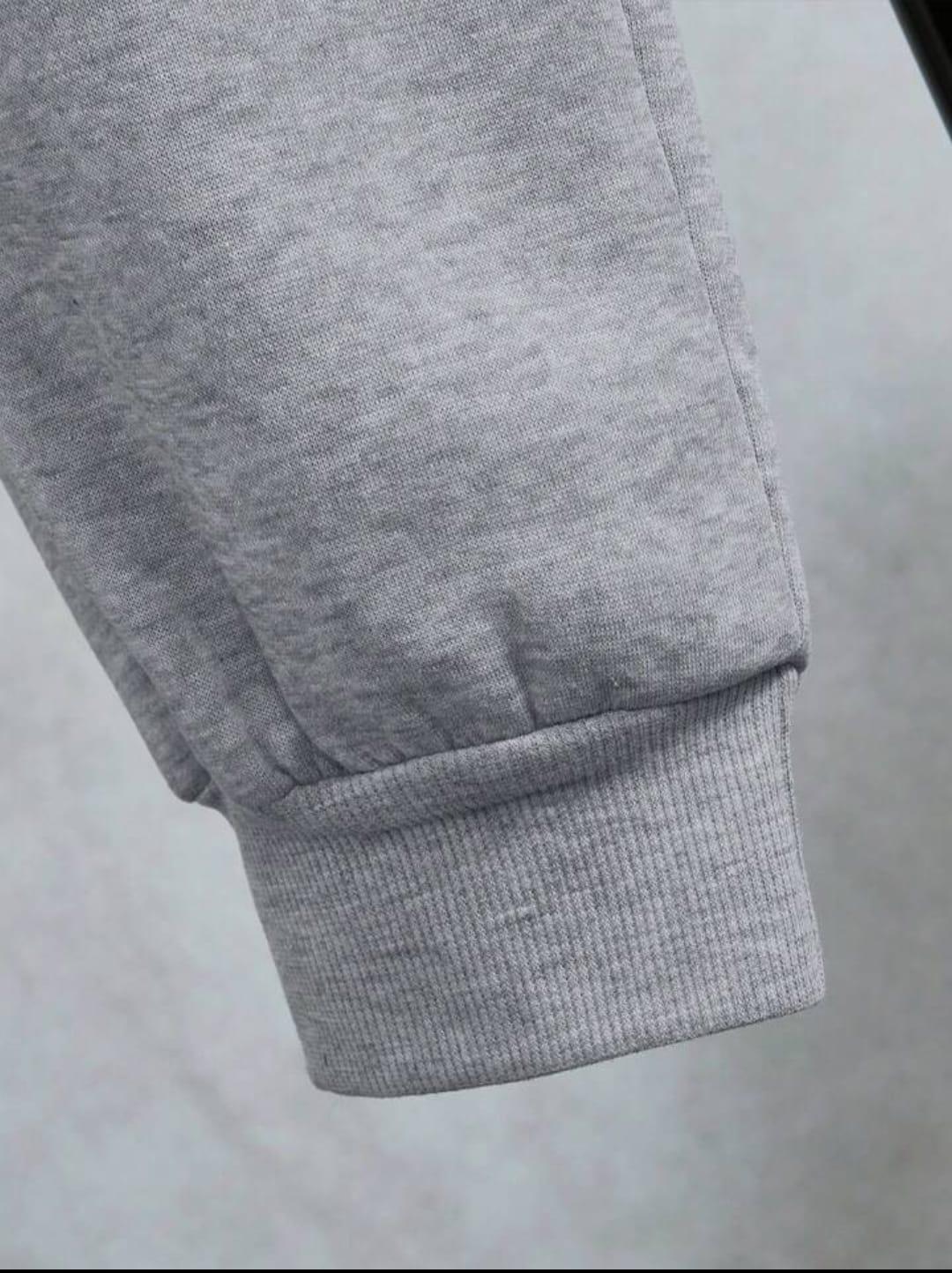 Men's Fleece Plain Grey Zipper Track Suit
